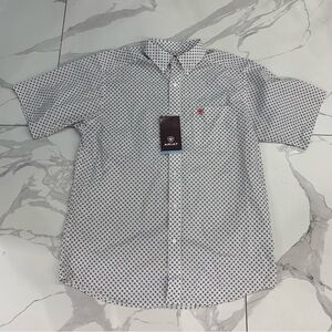Ariat Franklin Shirt Men Sz Large button down short sleeves White/black/red NWT